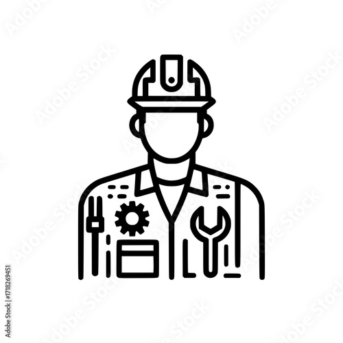 Engineer icon, A professional male engineer with a hard hat