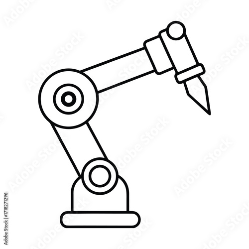 robotic arm with claw in outline design