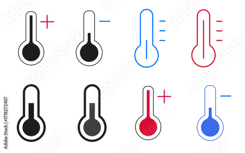 Vector art of set of thermometers indicating temperature, perfect for weather forecast design