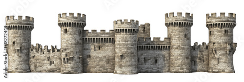 Wallpaper Mural detailed medieval stone castle with towers and battlements for architectural design, detailed object Torontodigital.ca