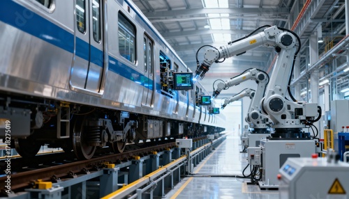 Wallpaper Mural Automated Future of Rail Robotic Arms Utilizing Advanced Technology for Precision Assembly and Maintenance of Modern Subway Trains Torontodigital.ca