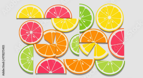 Vibrant Citrus Collage A Colorful Medley of Fresh Food and Organic Vegetable Slices