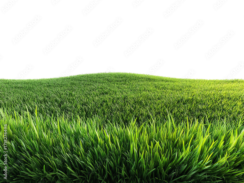 Obraz premium PNG of Lush green grass field under a bright sky, symbolizing nature's beauty and tranquility.