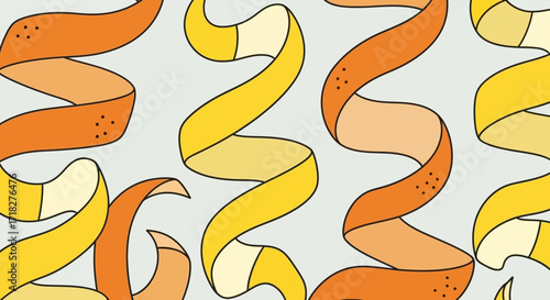 Organic Vegetable Food Pattern A Whimsical Illustration of Twisted Vegetable Ribbons