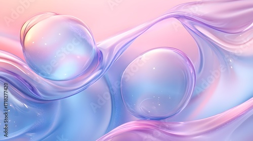 A captivating design featuring flowing, translucent forms and iridescent spheres, evoking a sense of ethereal beauty.