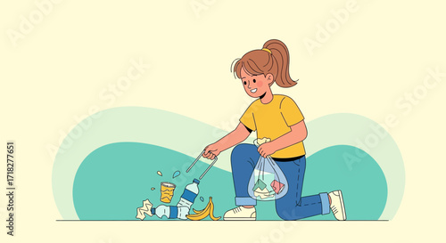 Young Activist Cleaning Up Litter Shows Dedication to Sustainability and Environmentalism