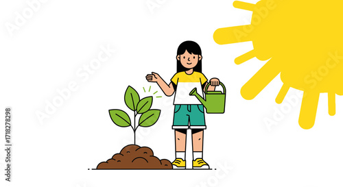 Young Gardener Nurturing A New Sapling Amidst Summer Sunlight For A Positive Future