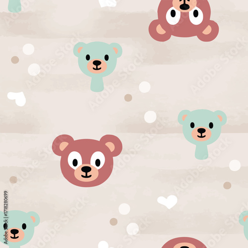 Seamless Teddy bear pattern design for woman apparel such as nightwear, sweatshirt, t-shirt, knitwear and other uses.Little princess seamless pattern. Cute icons. Repeat pattern for kids. Unicorn
