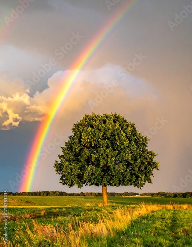 Rainbow over a field