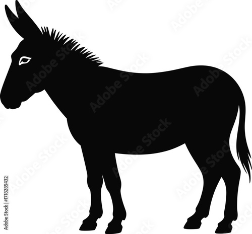 Black donkey silhouette standing animal mammal