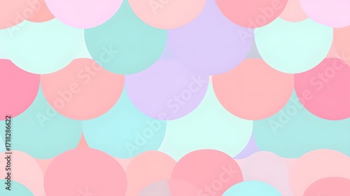 A playful pattern of overlapping circles in pastel colors creates a whimsical and soft design.