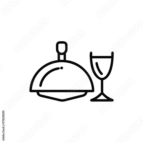 restaurant cloche icon on black background