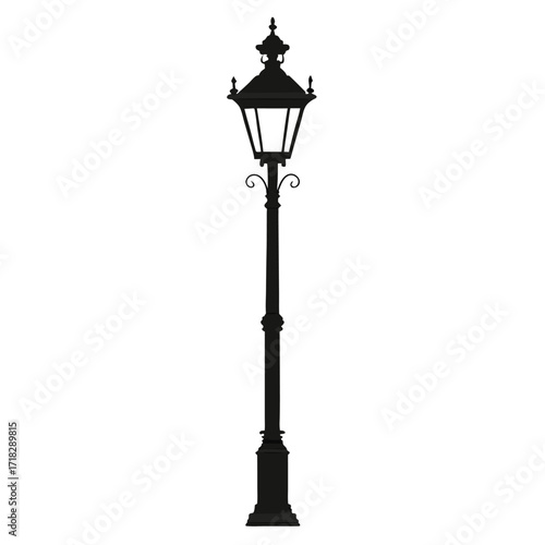 Ornate Cast Iron Lamp Post Vector Design