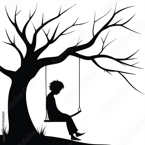 Silhouette of a Young Person in Isolation