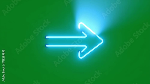 Vibrant Teal Arrow on Green A Modern Directional Beacon - Conceptual Art with Neon Glow and Bold Contrast