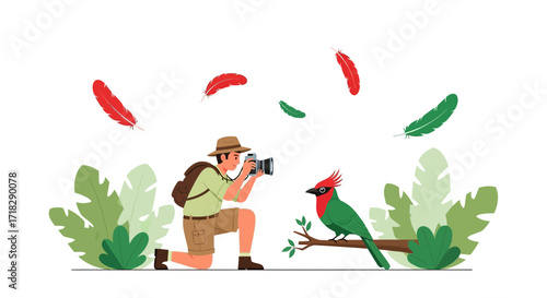 Nature Photographer Capturing Exotic Bird Beauty In A Lush Tropical Environment