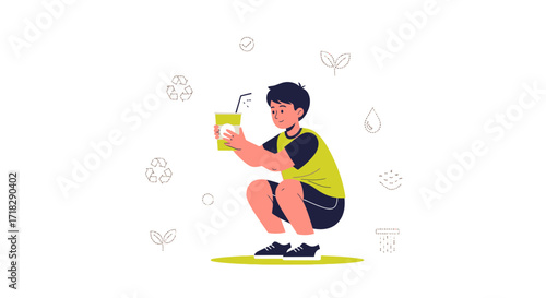 Young Person Holding Drink Demonstrates Environmental Awareness And Sustainability