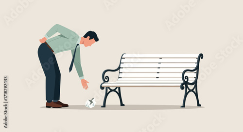 Observing a Crumpled Paper Beside a Park Bench Represents Unexpected Loss and Disappointment