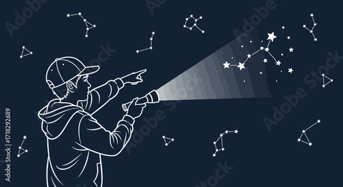 Observing Celestial Phenomena: Starry Night with Discovery and Exploration Illustrated