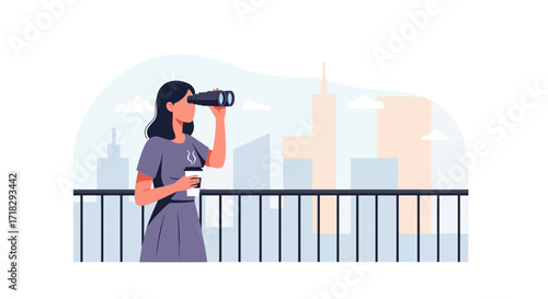 Observing The City Perspective Of An Executive While Enjoying A Hot Beverage