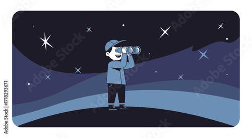 Observing The Mystical Universe With Binoculars Under A Stunning Starry Background