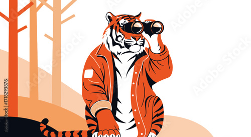 Observing Tiger Wearing Jacket, Observing Nature, Searching, and Looking Beyond