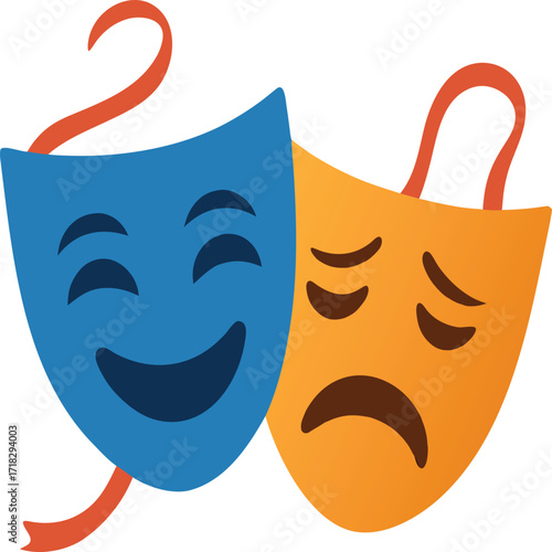 Vector illustration of comedy and tragedy theater masks scalable eps vector