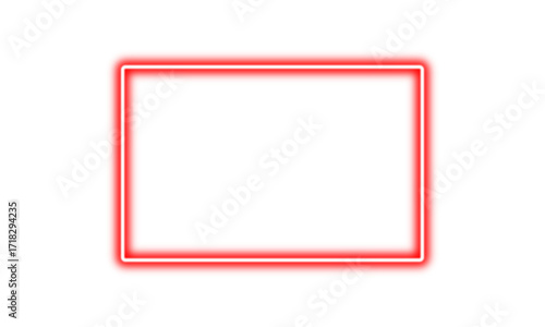 Realistic glowing red neon frame isolated on transparent background. Vector neon light banners with shining effect. Bright neon sign plate. PNG