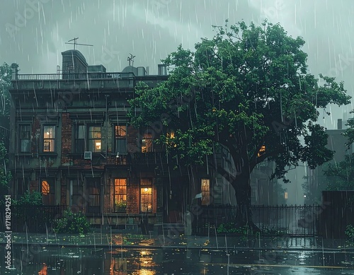 Rainy city street scene (1)