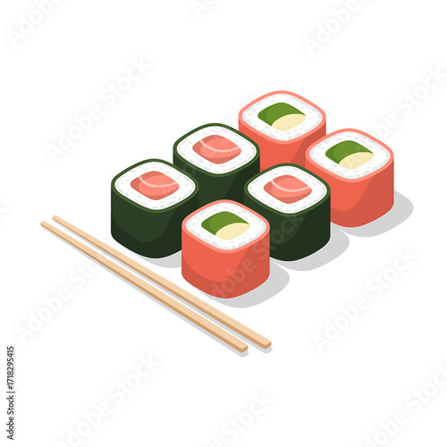 Delicious sushi rolls arrangement on white background perfect for food blogs restaurant websites and Asian cuisine promotions and culinary illustrations