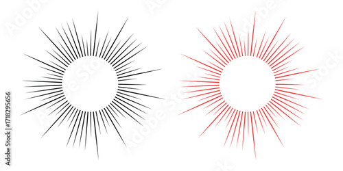 Bursting Radial Lines Graphic Element Set for Emphasis and Attention with Dynamic Starburst Effect