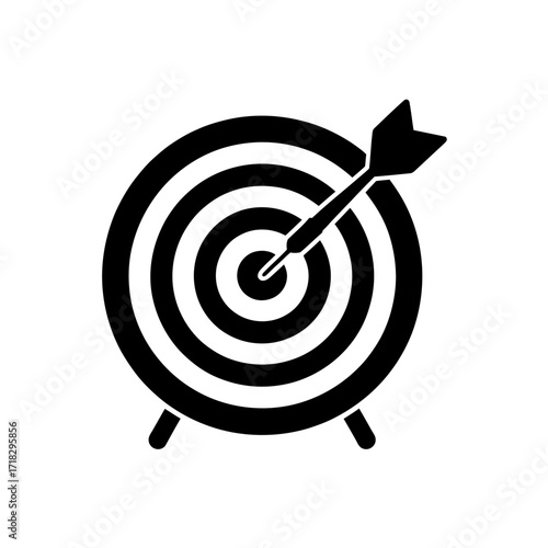 Dart hitting the bullseye on a target representing success and achieving goals in business strategy and marketing campaigns with focus and accuracy