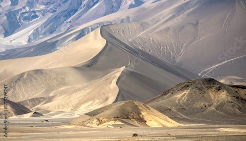 Fototapeta Naklejka Na Ścianę i Meble -  Desert landscape with sand dunes and mountains