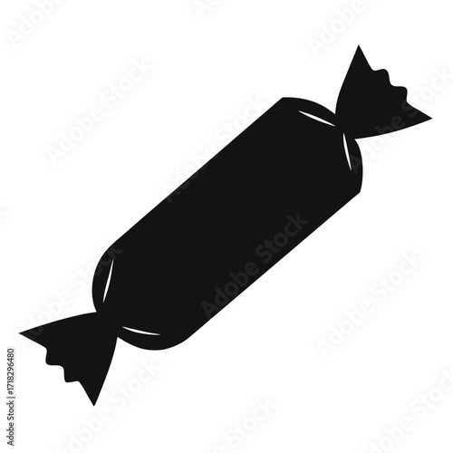 Black Silhouette of a Wrapped Candy for Halloween or Party Decoration