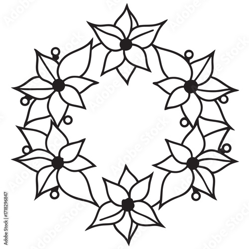 Floral wreath vector illustration with detailed flower design and decoration