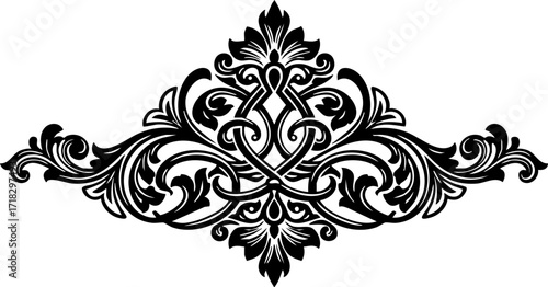 Принти на полотні Elegant black ornate flourish design evoking classic luxury and sophisticated de
