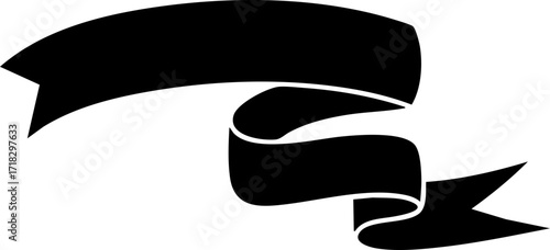 Fotografía Dynamic black ribbon banner design perfect for bold announcements, modern branding, and impactful marketing campaigns, easily adaptable for any project