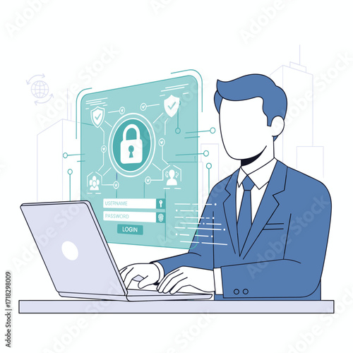 Cybersecurity for businesses in the digital era, tech security, online privacy, smart security software, global network protection, digital business security, financial data security, and cloud