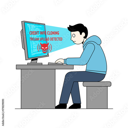 A hacker skilled in cybersecurity and malware programming creates an overlay for online data, analysis, or firewall protection in crypto trading, while software, holograms, and web hacking tools