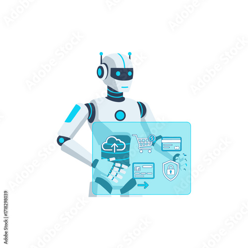 Cybersecurity and cybercrime in internet scam businesses, a cyber security platform offering VPN and computer privacy protection, 3D AI robot hacking, malware, virus attack defense, and online