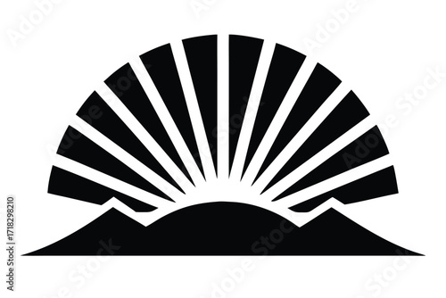 rising sun vector icon silhouette
