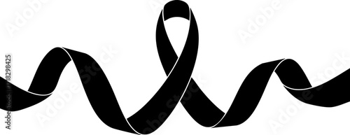 Elegant black ribbon symbol of remembrance and mourning, conveying solemnity and support during difficult times, perfect for awareness campaigns or tributes.