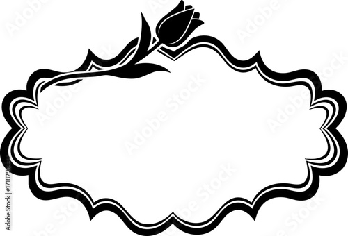 Elegant ornate floral frame with a delicate tulip accent, perfect for invitations, announcements, and decorative designs, adding a touch of classic beauty and sophistication.