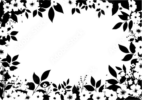 Elegant floral border design with delicate blossoms and leaves creating a beautiful frame for your creative projects and invitations