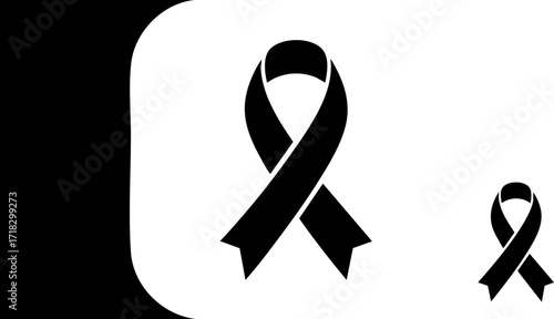 Black awareness ribbon symbol of mourning, remembrance, and support in times of grief, compassion, and solidarity