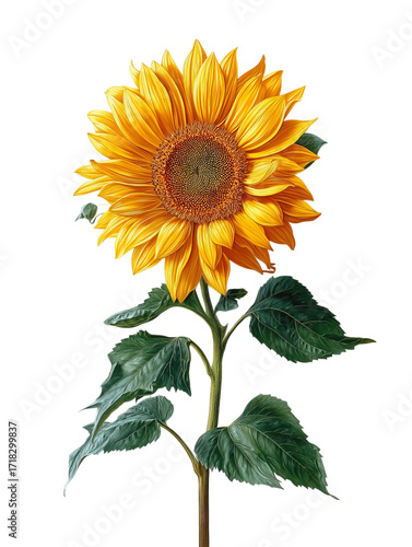 PNG Of A vibrant sunflower with rich yellow petals and deep brown center, symbolizing warmth and cheerfulness.