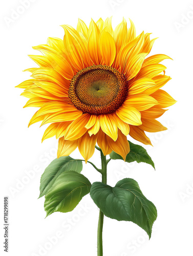 PNG Of A vibrant sunflower showcasing its bright yellow petals and intricate center, symbolizing joy and warmth.
