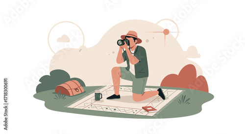 Photographer Capturing Scenic View Leisure Time Relaxing Outdoors With A Camera Photography Project