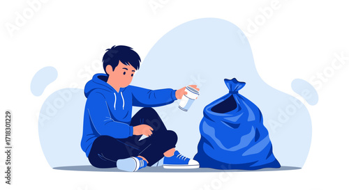 Person Cleaning Up Litter Into Trash Bag Protecting The Environment And Planet
