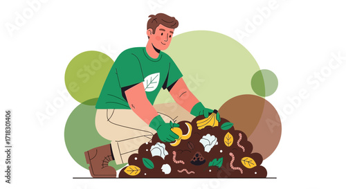 Person Composting Organic Waste For A Healthy Garden With Sustainable Practices